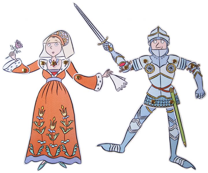 Stephanie-Strickland-Medieval- knight-and-queen-jointed-puppets