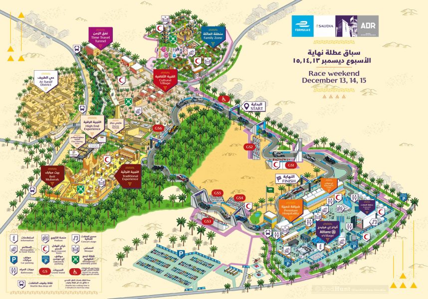 Formula E 2018 Saudia Ad Diriyah E-Prix Event Map Illustration