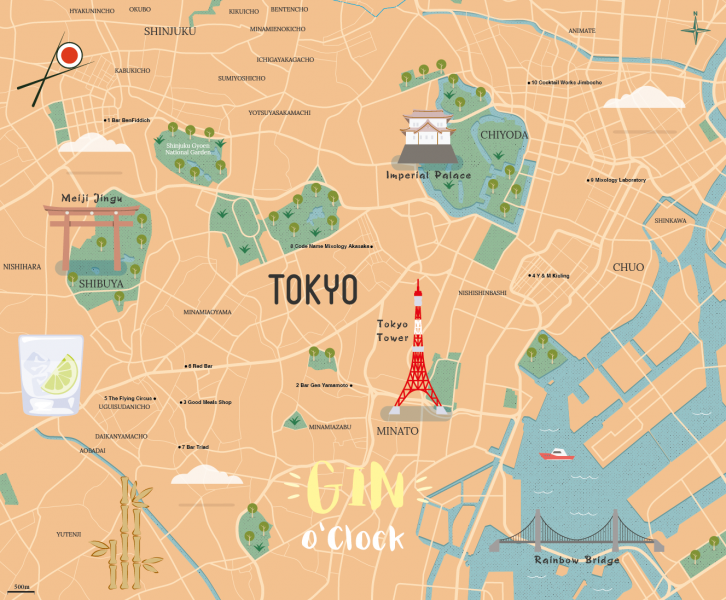 Tokyo illustrated map