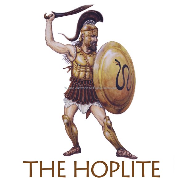 The Hoplite Warrior History Ancient Greek figurative Realistic Military Icon Educational Logo Brand ©John Ashworth