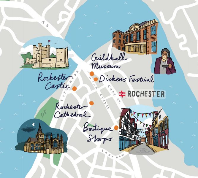Illustrated Map of Rochester for Southeastern Trains