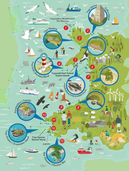 Wales Map - Study Areas, impact of climate change on coastal heritage