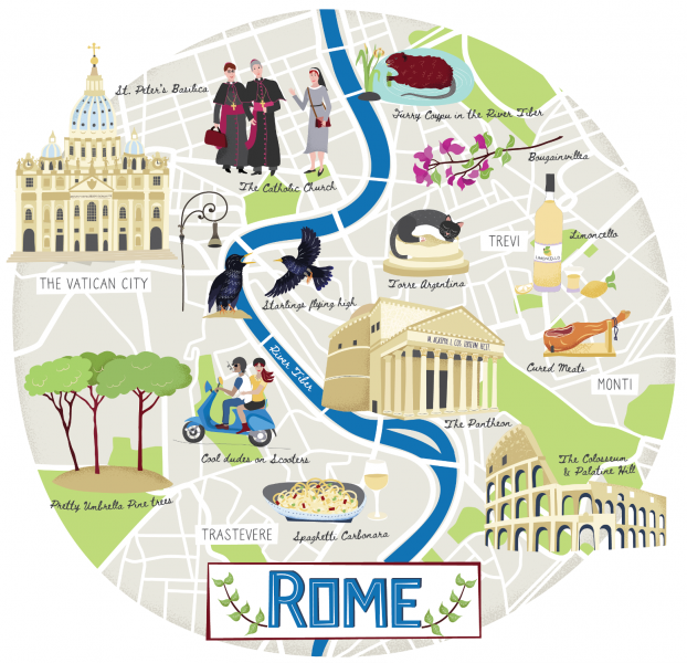 Illustrated map of Rome