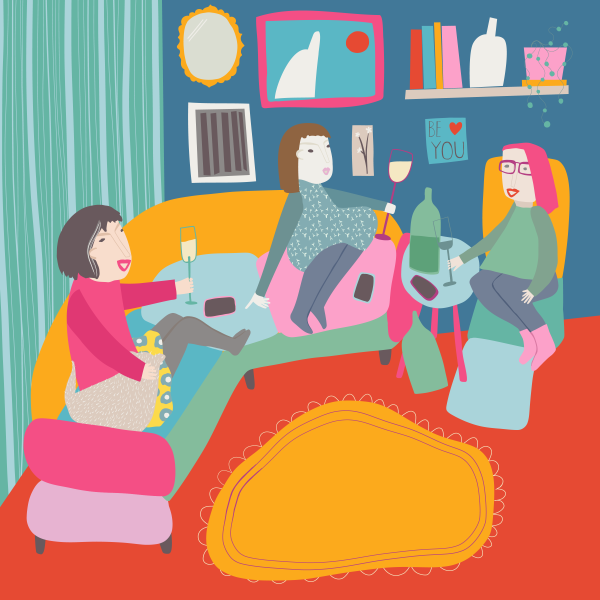Illustration of friends chatting