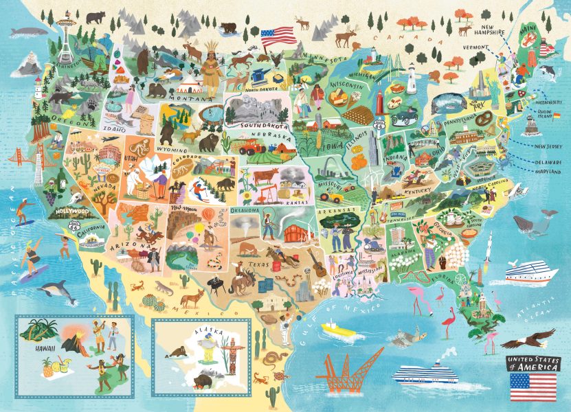Illustrated Map of the USA, 2023