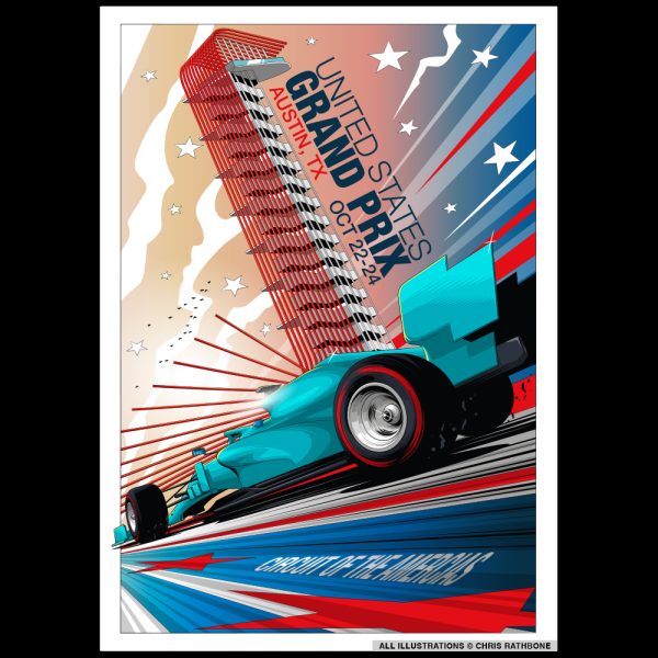 USA GP Official Race poster by Chris Rathbone