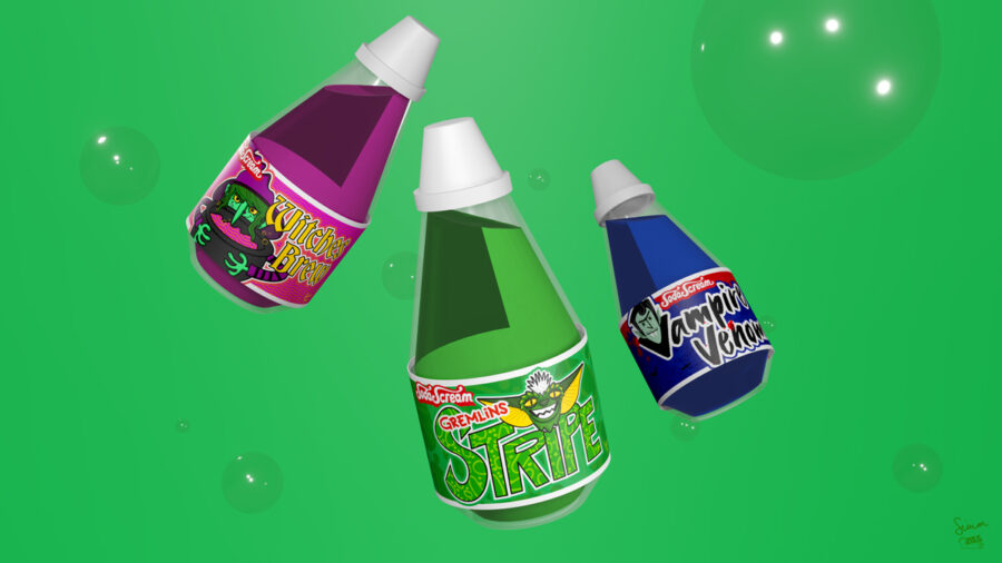 Sodascream Halloween soda flavours 3D mockup.