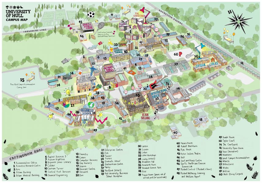 Illustrated Campus Map of the University of Hull