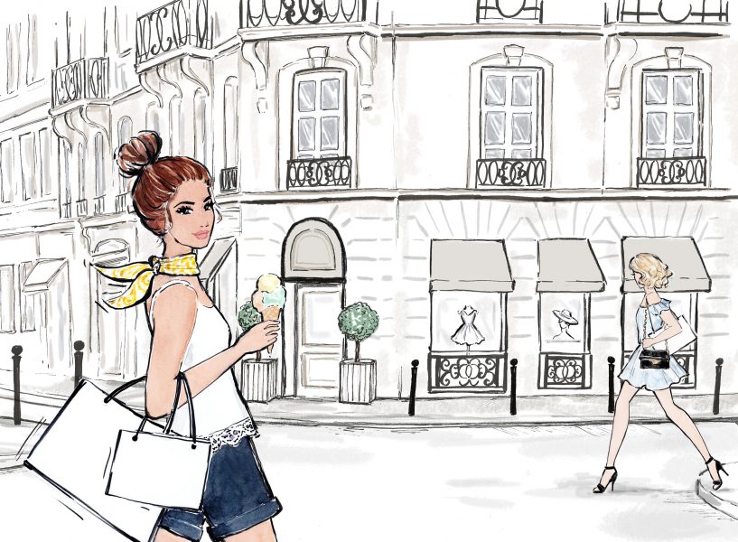 Shopping in Paris Illustration