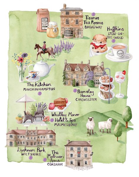 Map of Cotswold Tearooms for Britain Magazine