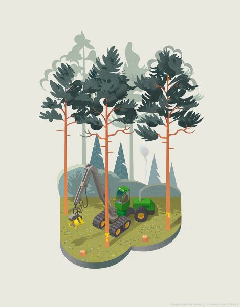 Sveaskog - sustainable forestry illustration