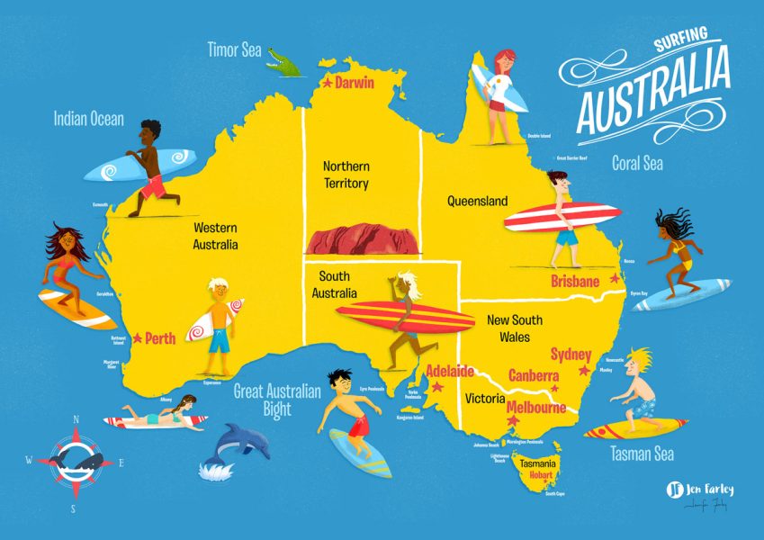 Surfing-In-Australia-Map---ILLUSTRATED-BY-Jennifer-Farley-WEB-SIZE