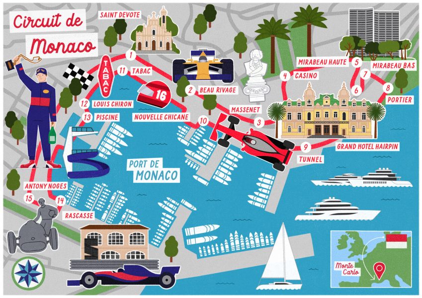 Lydia Hughes - Illustrated Map - Formula1- Monaco Grand Prix