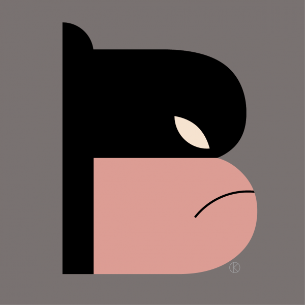 Batman as capital letter B for Corita Kent Illuminated Alphabet competition