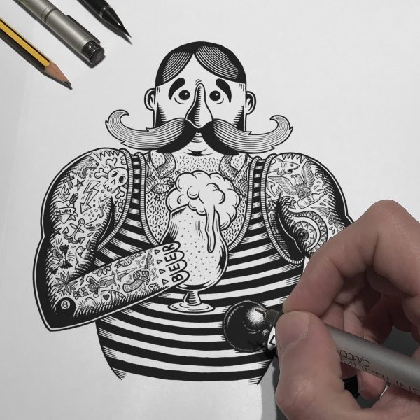 craftndraft-strongman-drawing-sticker-design-martin-marcin-reznik-10tacled-illustration-printmaking-portfolio