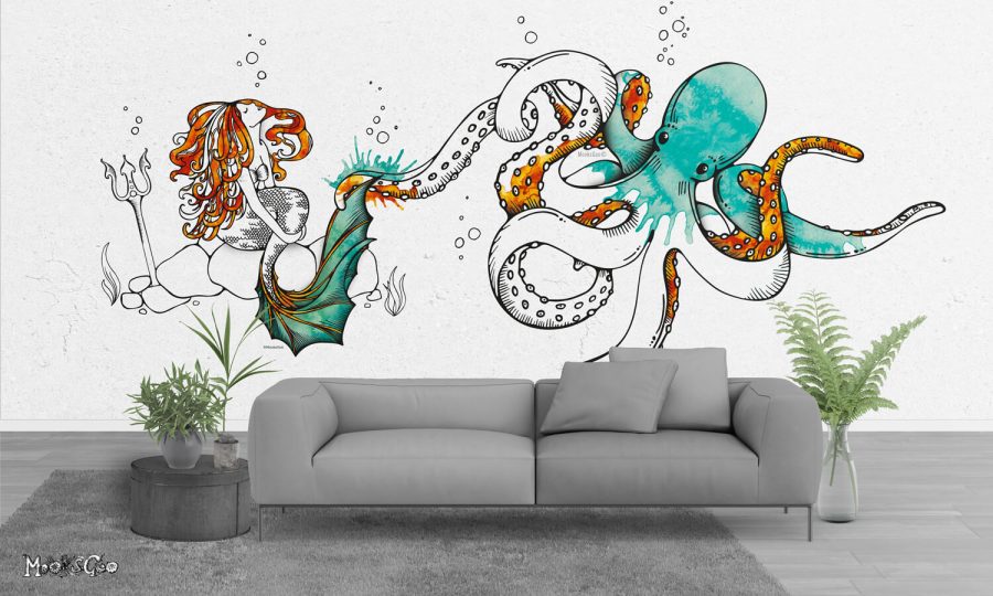 The Mermaid and the Octopus Illustration