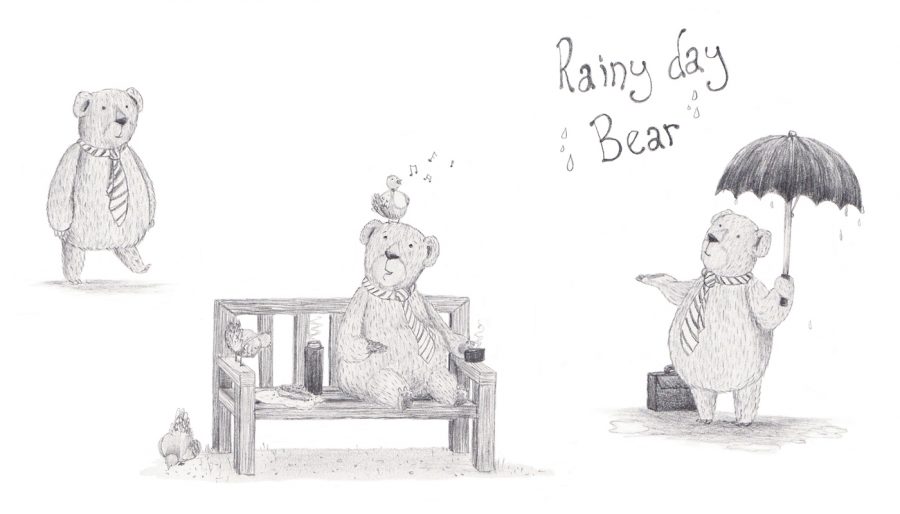 Rainy Day Bear character drawings