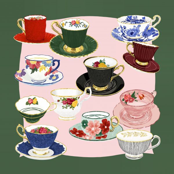 Tea Illustrated Silk Scarf