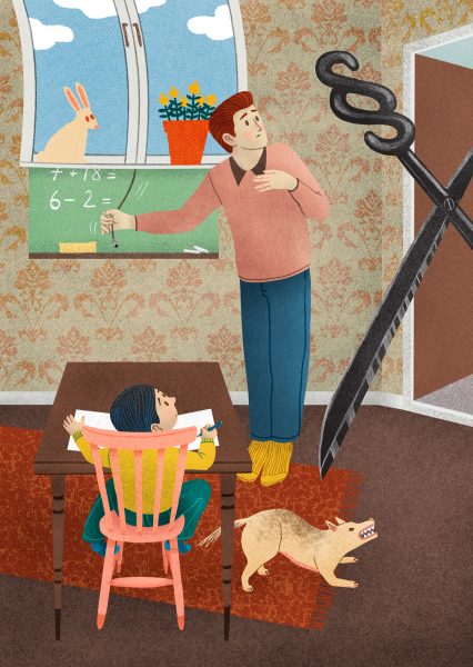 When home-schooling is illegal. Illustration for the magazine Filter, Sweden
