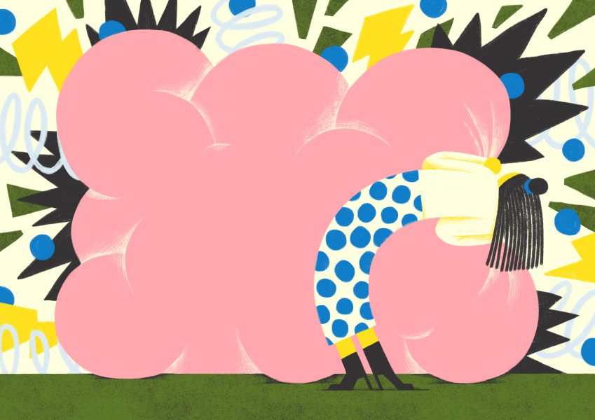 Behind the pink cloud