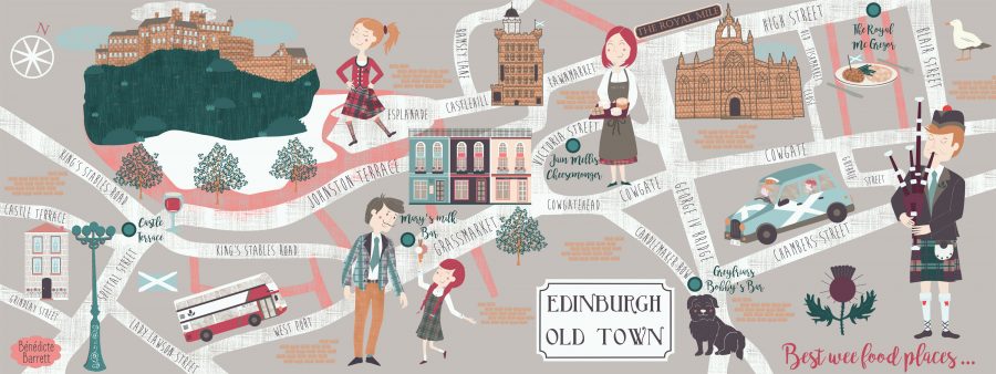 iluustrated map of edinburgh old town