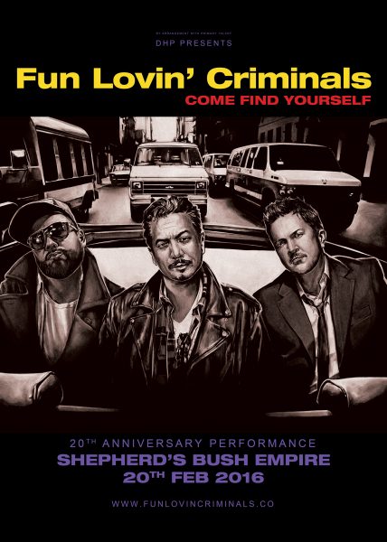 Fun Lovin' Criminals 20th Anniversary gig poster