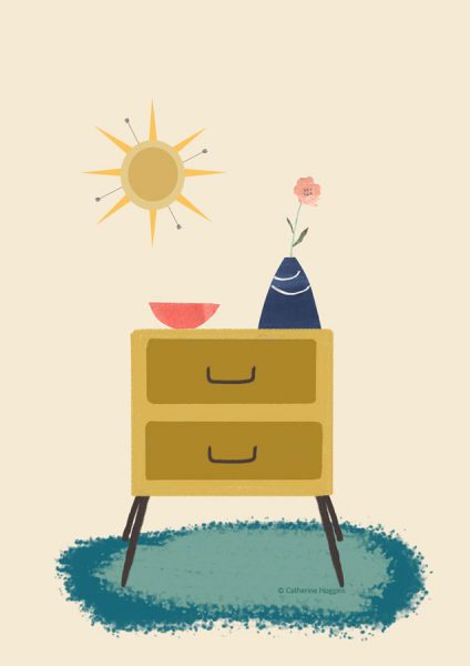 Mid Century Modern Chest of Drawers Illustration