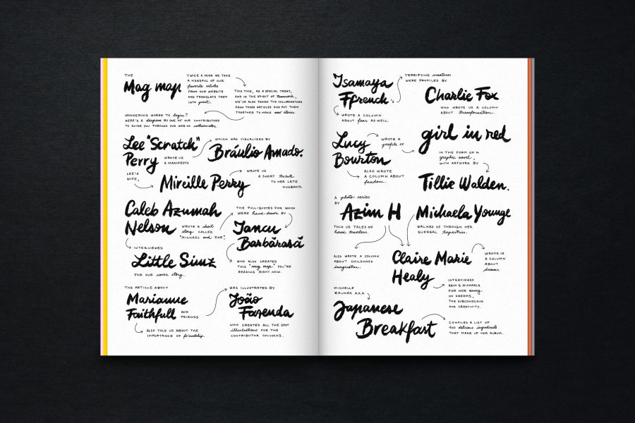 Lettering “map” for WePresent magazine (printed version)