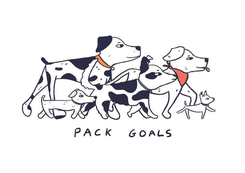 Pack goals - dog illustration