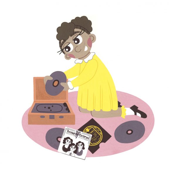 Ella Fitzgerald Record Player Illustration