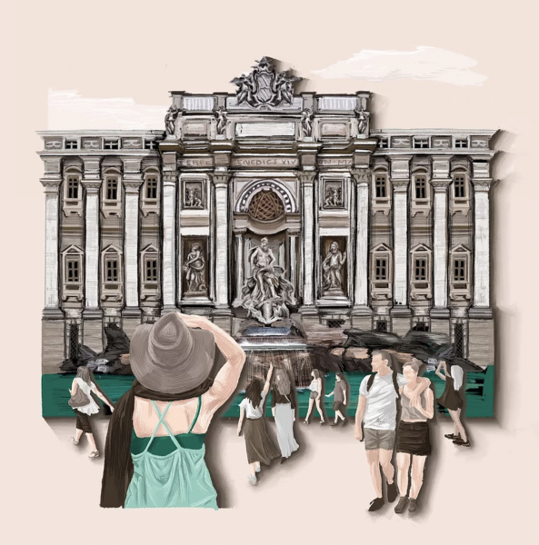 Trevi Fountain, Rome Illustration