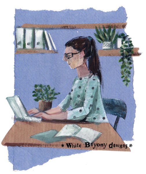 Working from home collage illustration