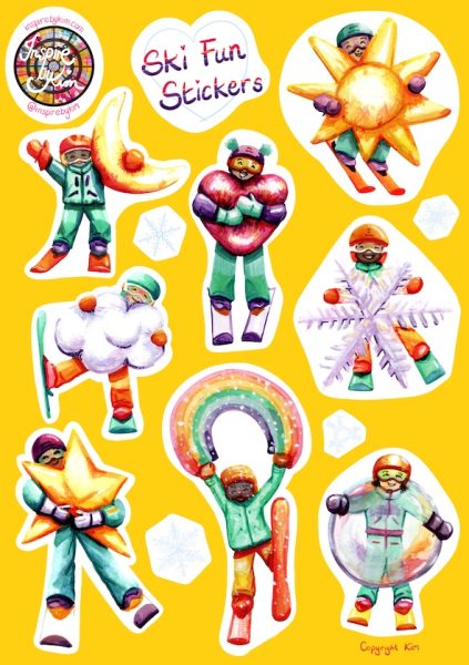 Ski Fun Stickers - Copyright Kim
