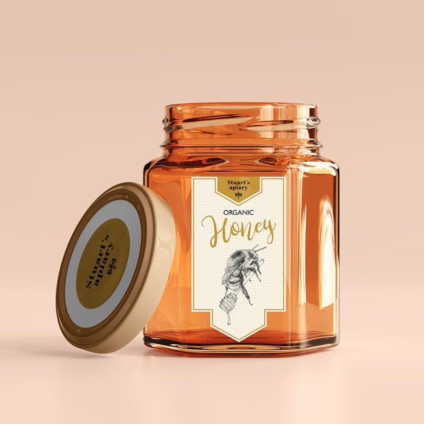 1-Honey jar label design by Aga Grandowicz, mockup.
