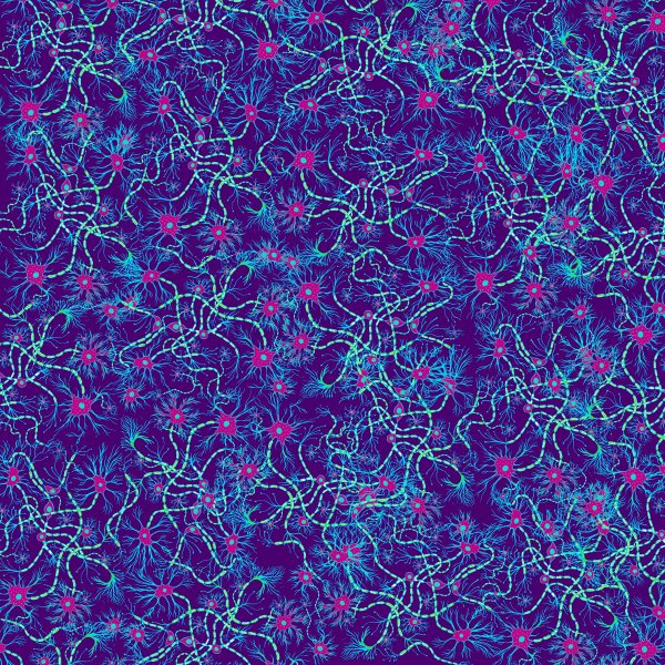 neurons pattern 8k red purple