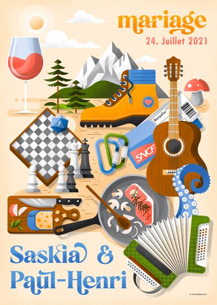 Wedding invitation, poster illustration