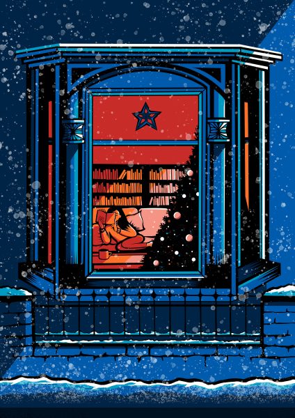 Booklover's Christmas - Promotional Christmas Illustration for Tandem Collective, Book Marketing Agency