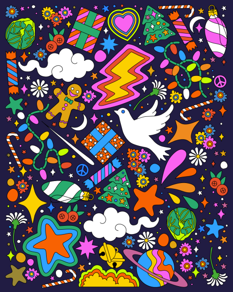 Psychedelic Christmas illustration