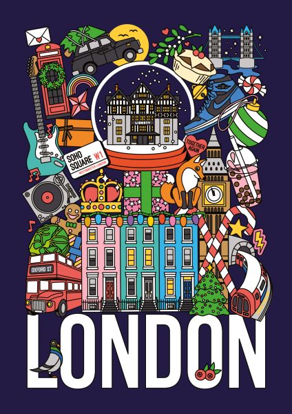 LONDON CHRISTMAS - city illustration