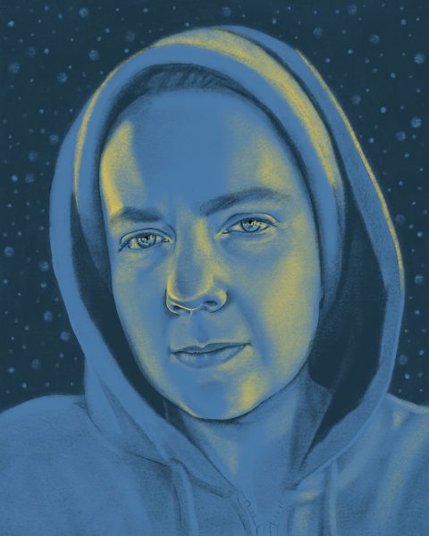 Self Portrait, in a hoodie