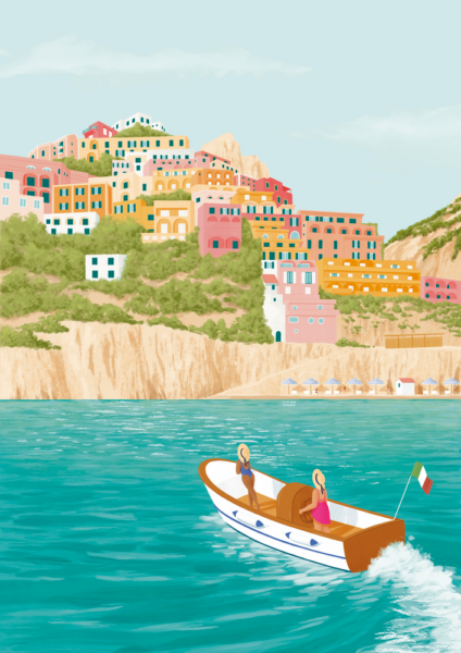 Amalfi Coast Illustration by Freelance Illustrator Mabel Sorrentino_Illustrated By Mabel