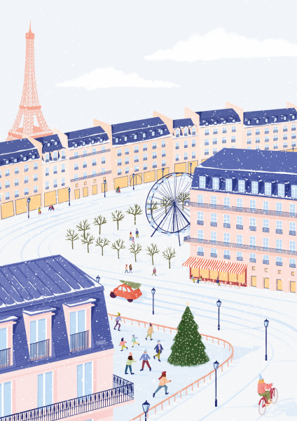 Paris Christmas illustration by freelance illustrator Mabel Sorrentino_Illustrated By Mabel