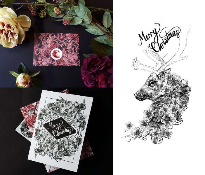 Christmas cards, stickers and envelopes