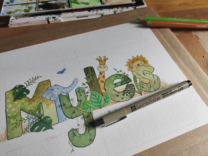 Jungle themed Illustrated Name
