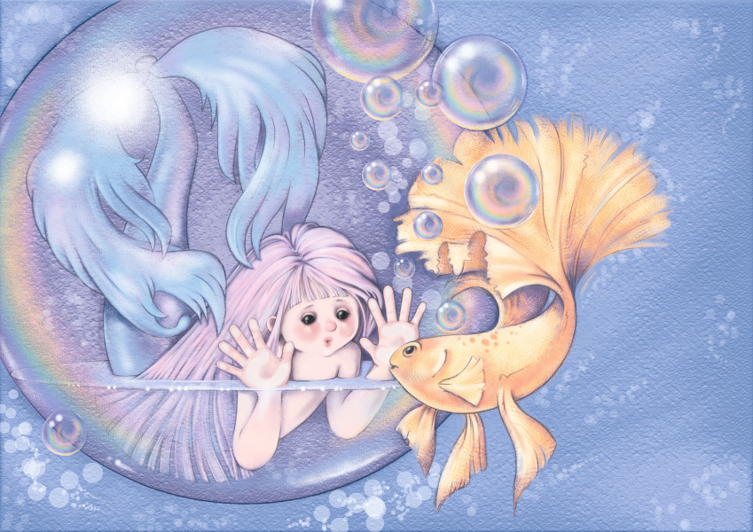 Mermaid inside bubble