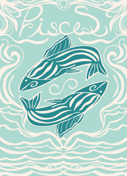 Pisces Fish Zodiac 12th House Symbol Astrology Pattern illustration