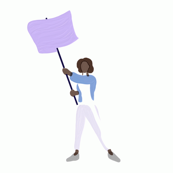 Woman waving a flag