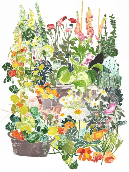 Nana's Garden Collagraph Print
