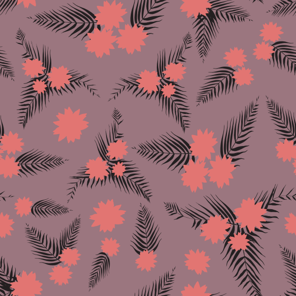 Ferns and Roses in Repeat Pattern