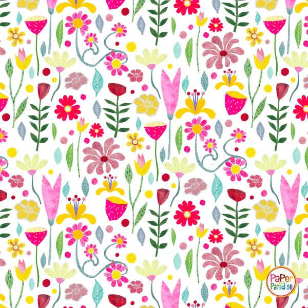 pink and yellow flowers pattern